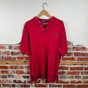 Vintage Polo Ralph Lauren Shirt Size XL Red Cotton Short Sleeve Polo Logo USA